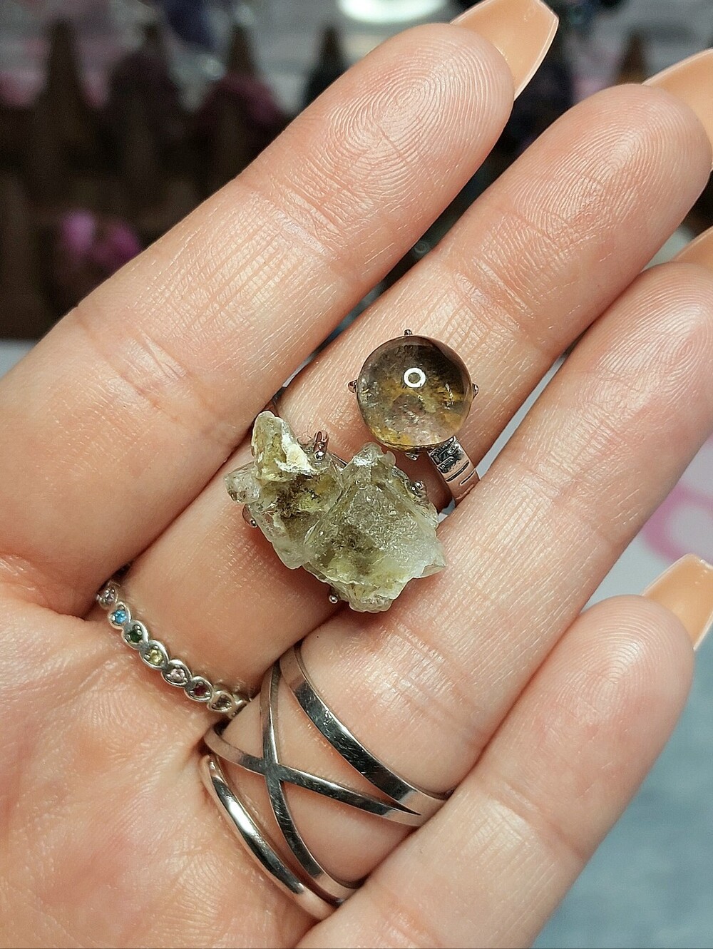 ⚒️ Duel Form Window Garden Quartz Copper Specimen Ring